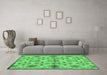 Machine Washable Abstract Emerald Green Modern Area Rugs in a Living Room,, wshabs160emgrn