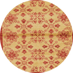 Round Machine Washable Abstract Orange Red Rug, wshabs160