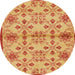 Round Machine Washable Abstract Orange Red Rug, wshabs160