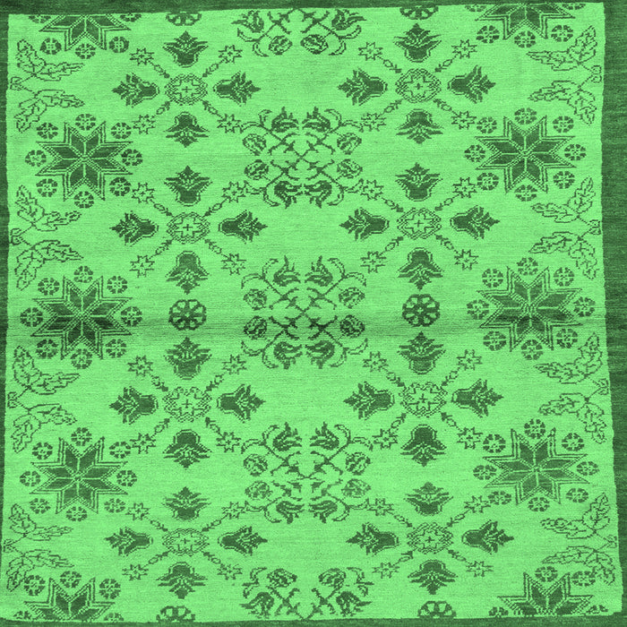 Square Abstract Emerald Green Modern Rug, abs160emgrn
