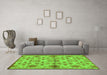 Machine Washable Abstract Green Modern Area Rugs in a Living Room,, wshabs160grn