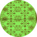 Round Machine Washable Abstract Green Modern Area Rugs, wshabs160grn