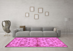 Machine Washable Abstract Purple Modern Area Rugs in a Living Room, wshabs160pur