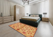 Machine Washable Abstract Orange Red Rug in a Bedroom, wshabs160