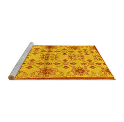 Sideview of Machine Washable Abstract Yellow Modern Rug, wshabs160yw