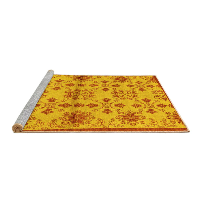 Sideview of Machine Washable Abstract Yellow Modern Rug, wshabs160yw