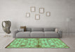 Machine Washable Abstract Turquoise Modern Area Rugs in a Living Room,, wshabs160turq