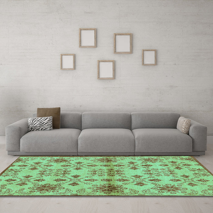 Machine Washable Abstract Turquoise Modern Area Rugs in a Living Room,, wshabs160turq
