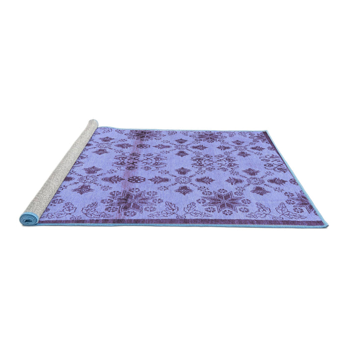 Sideview of Machine Washable Abstract Blue Modern Rug, wshabs160blu