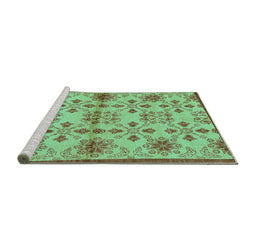 Sideview of Machine Washable Abstract Turquoise Modern Area Rugs, wshabs160turq
