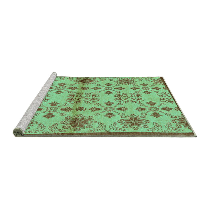 Sideview of Machine Washable Abstract Turquoise Modern Area Rugs, wshabs160turq
