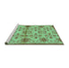 Sideview of Machine Washable Abstract Turquoise Modern Area Rugs, wshabs160turq