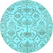 Round Machine Washable Abstract Light Blue Modern Rug, wshabs1610lblu