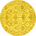 Round Machine Washable Abstract Yellow Modern Rug, wshabs1610yw