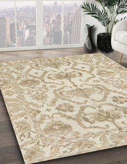 Abstract Camel Brown Modern Rug in Family Room, abs1610