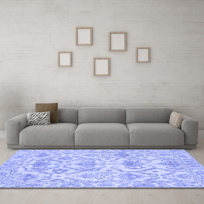 Machine Washable Abstract Blue Modern Rug in a Living Room, wshabs1610blu