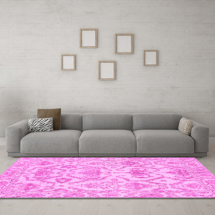 Machine Washable Abstract Pink Modern Rug in a Living Room, wshabs1610pnk