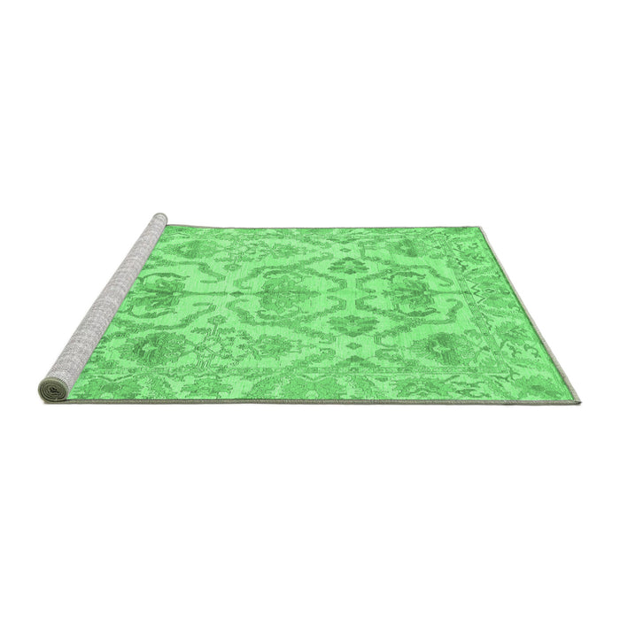 Sideview of Machine Washable Abstract Emerald Green Modern Area Rugs, wshabs1610emgrn