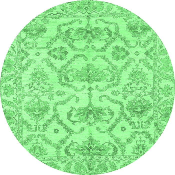 Round Abstract Emerald Green Modern Rug, abs1610emgrn