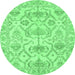 Round Abstract Emerald Green Modern Rug, abs1610emgrn