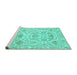 Sideview of Machine Washable Abstract Turquoise Modern Area Rugs, wshabs1610turq