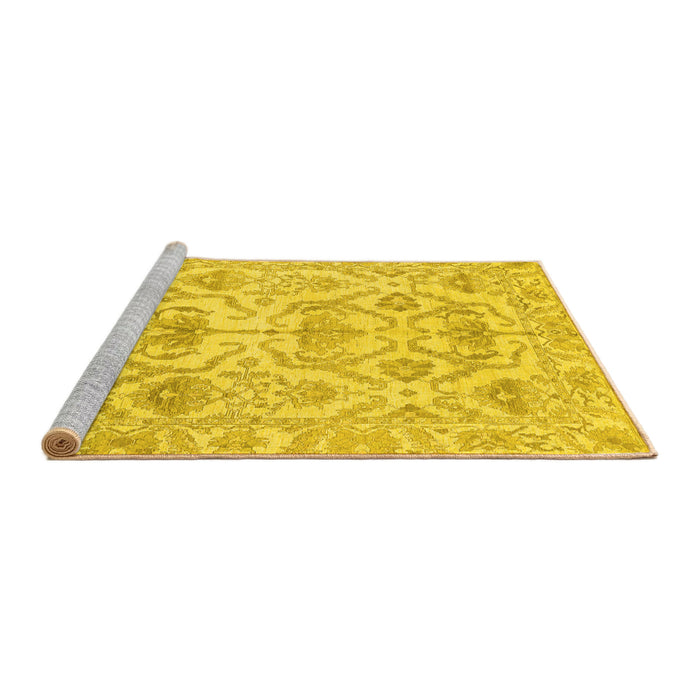 Sideview of Machine Washable Abstract Yellow Modern Rug, wshabs1610yw