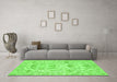 Machine Washable Abstract Green Modern Area Rugs in a Living Room,, wshabs1610grn