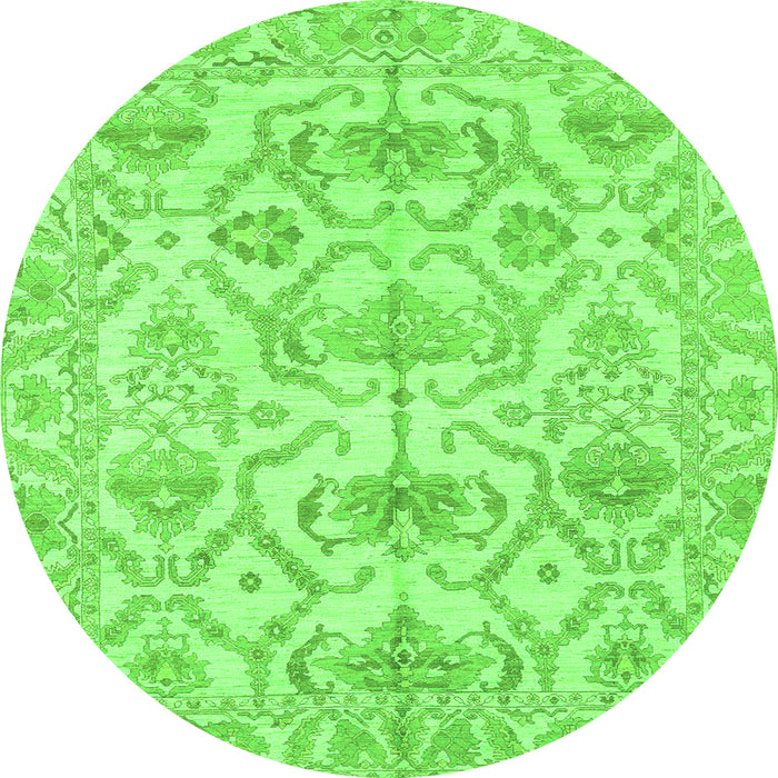 Round Machine Washable Abstract Green Modern Area Rugs, wshabs1610grn