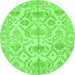 Round Machine Washable Abstract Green Modern Area Rugs, wshabs1610grn