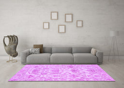 Machine Washable Abstract Purple Modern Area Rugs in a Living Room, wshabs1610pur