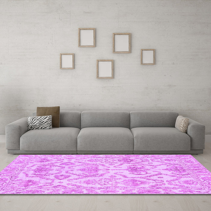 Machine Washable Abstract Purple Modern Area Rugs in a Living Room, wshabs1610pur