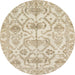 Round Machine Washable Abstract Camel Brown Rug, wshabs1610