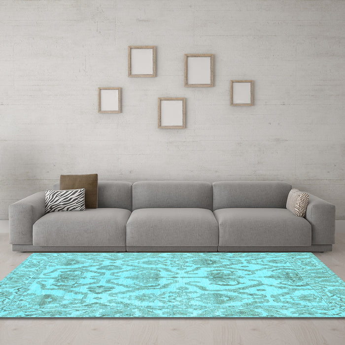 Machine Washable Abstract Light Blue Modern Rug in a Living Room, wshabs1610lblu