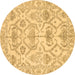 Round Abstract Brown Modern Rug, abs1610brn