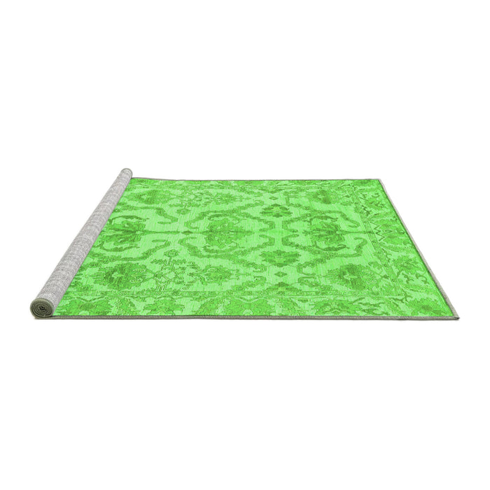 Sideview of Machine Washable Abstract Green Modern Area Rugs, wshabs1610grn