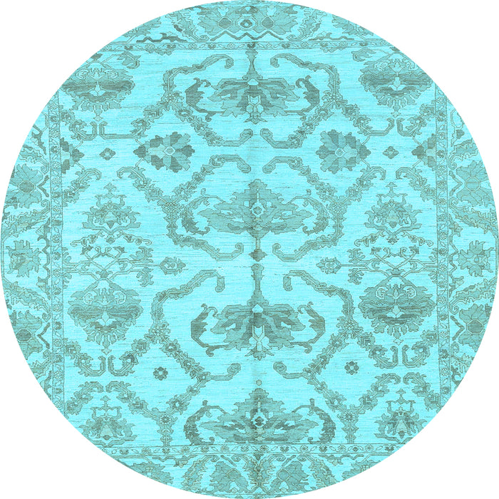 Round Abstract Light Blue Modern Rug, abs1610lblu