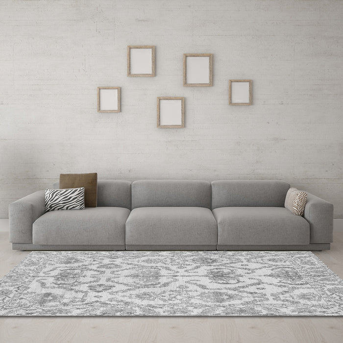 Machine Washable Abstract Gray Modern Rug in a Living Room,, wshabs1610gry