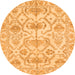 Round Machine Washable Abstract Orange Modern Area Rugs, wshabs1610org