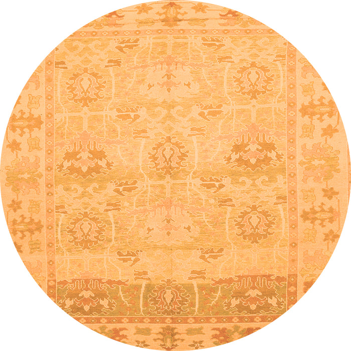 Round Oriental Orange Traditional Rug, abs1611org