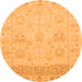 Round Oriental Orange Traditional Rug, abs1611org