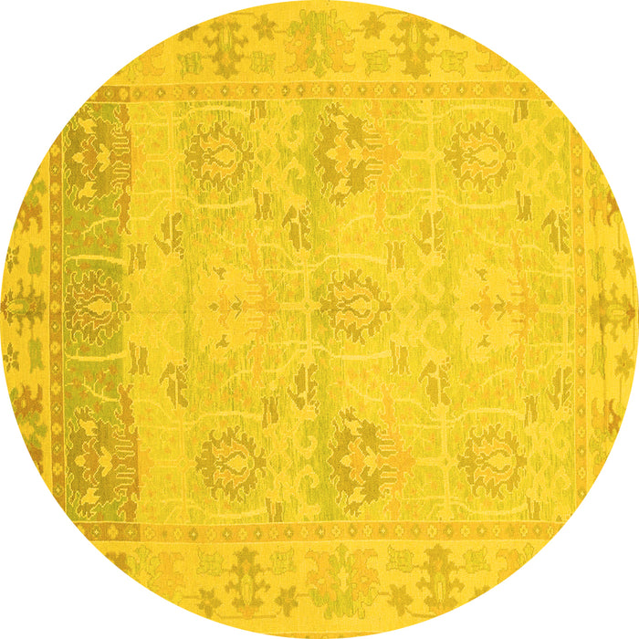 Round Oriental Yellow Traditional Rug, abs1611yw