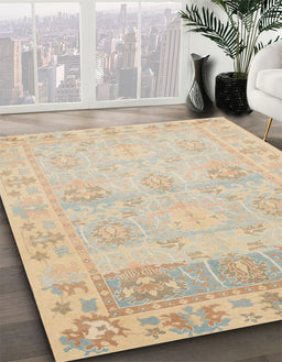 Abstract Brown Oriental Rug in Family Room, abs1611