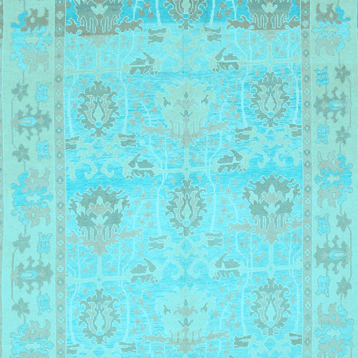 Machine Washable Oriental Light Blue Traditional Rug, wshabs1611lblu