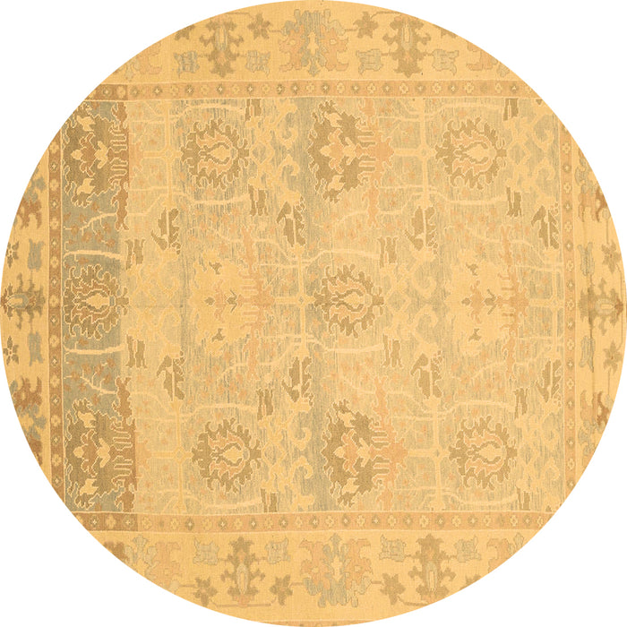 Round Oriental Brown Traditional Rug, abs1611brn