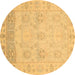 Round Oriental Brown Traditional Rug, abs1611brn