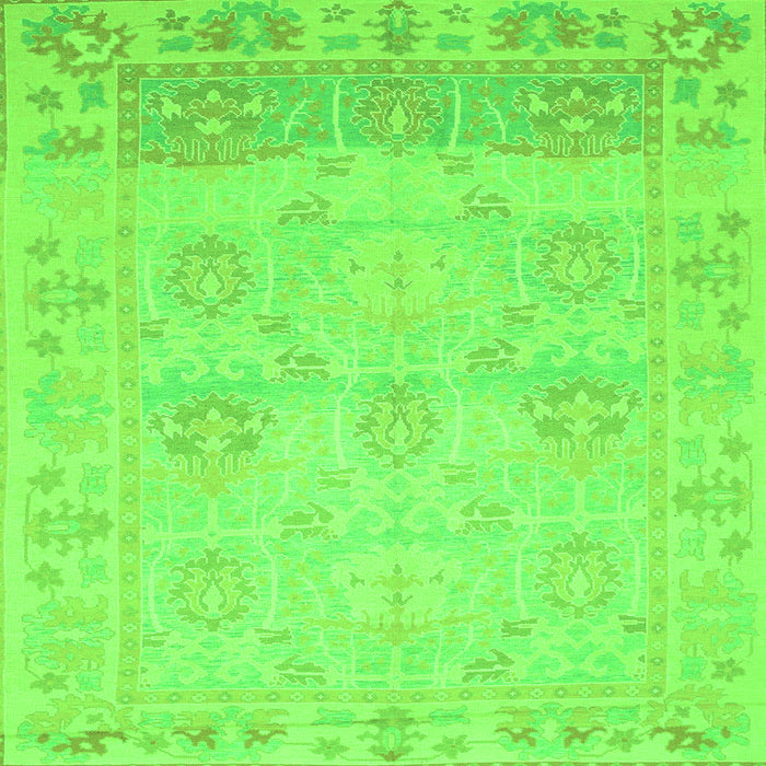 Square Oriental Green Traditional Rug, abs1611grn