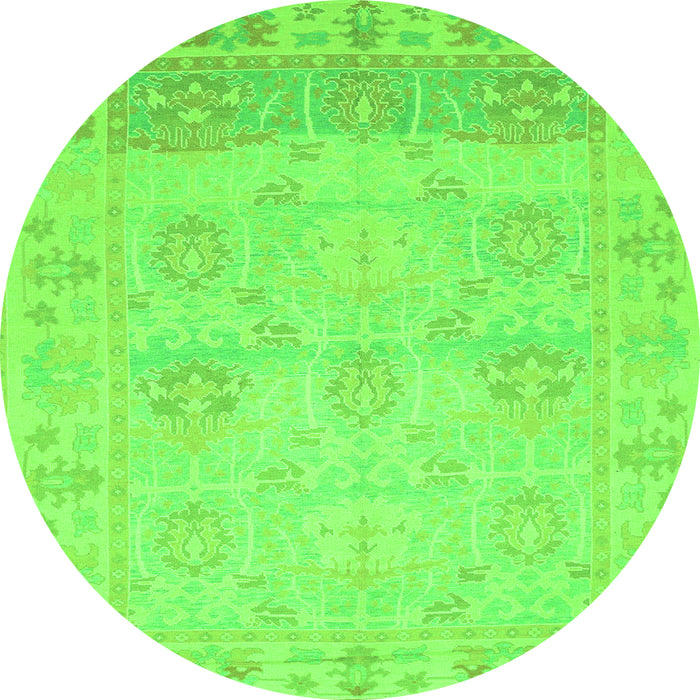 Round Oriental Green Traditional Rug, abs1611grn