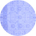 Round Oriental Blue Traditional Rug, abs1611blu