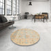 Round Abstract Brown Oriental Rug in a Office, abs1611