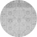 Round Machine Washable Oriental Gray Traditional Rug, wshabs1611gry